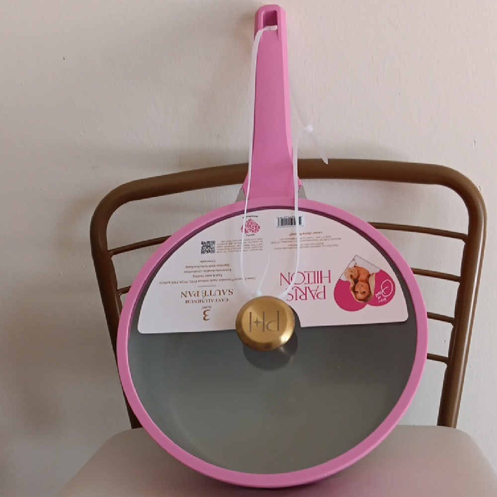 Paris Hilton Pink Sauté Pan with Gold Accent